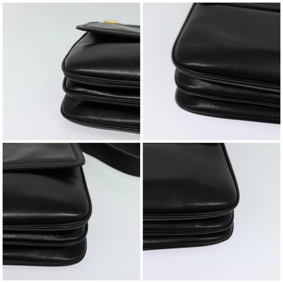 GUCCI Shoulder Bag Leather Black Gold Auth - Picture 16 of 16